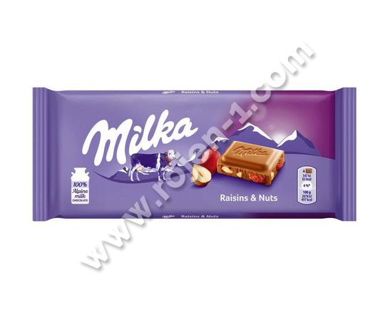 Milka  стафиди и лешници 100 г